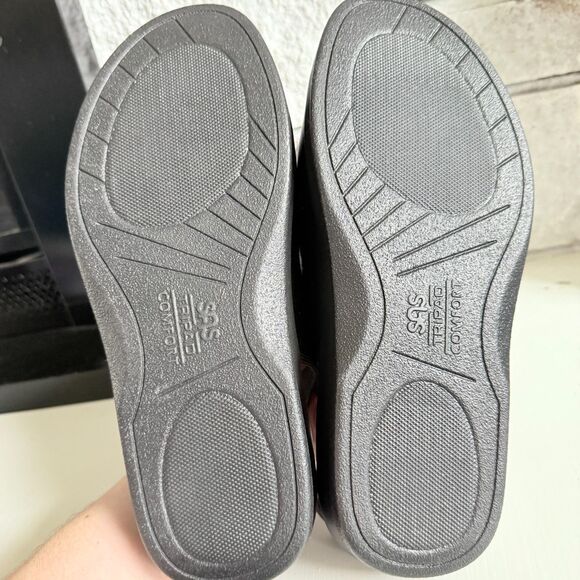 SAS Womens Size 8.5 Wide Trio II Black Open Toe Buckle Slingback Comfort Sandals - Picture 5 of 6